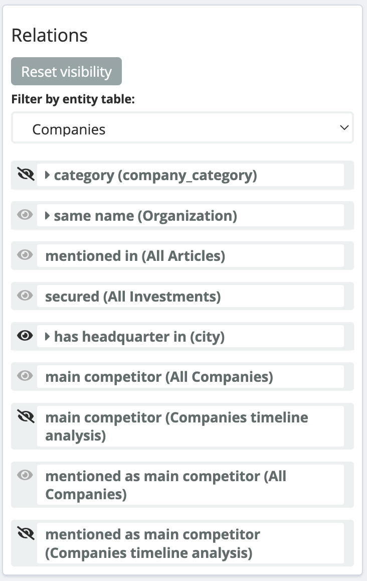 Relational Navigator settings