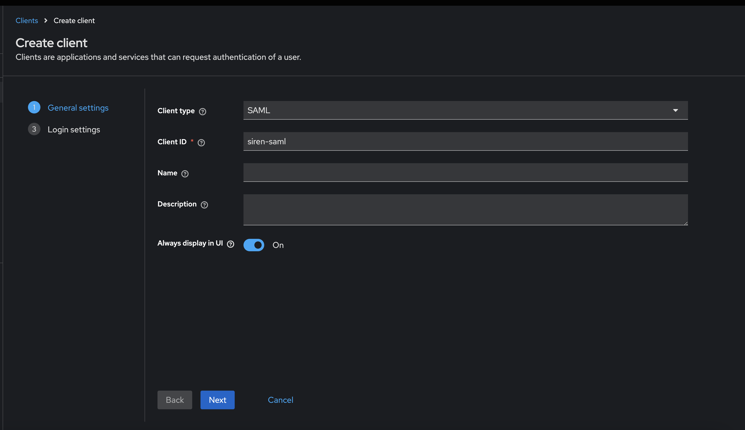 Create keycloak client
