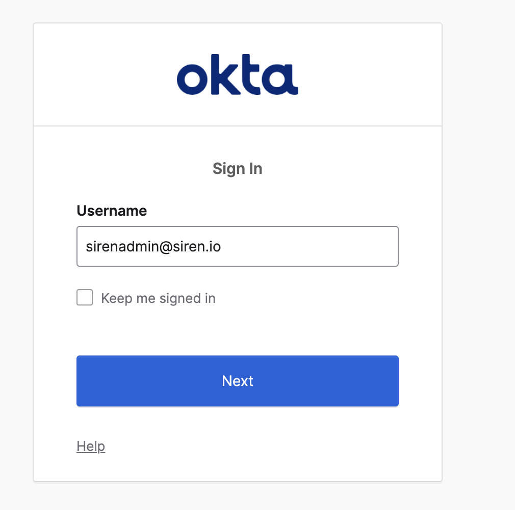 Login in Investigate as sirenadmin