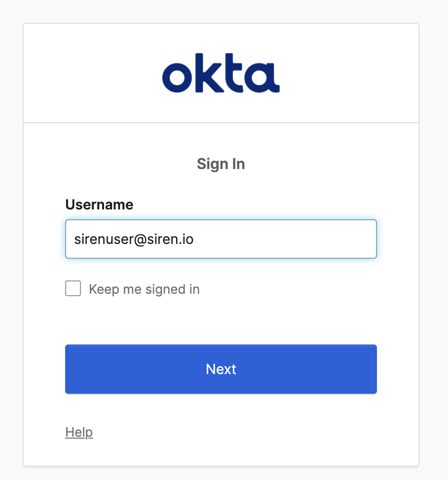 Login in Investigate as sirenuser