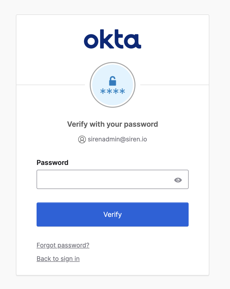Login in Investigate as sirenadmin