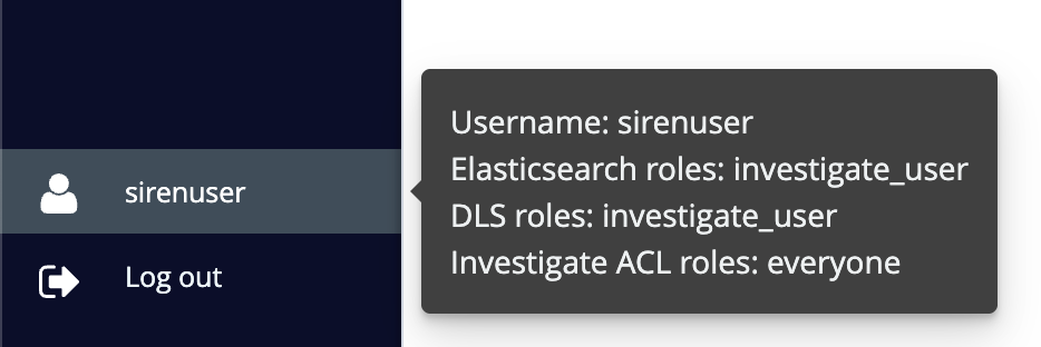 Login in Investigate as sirenuser