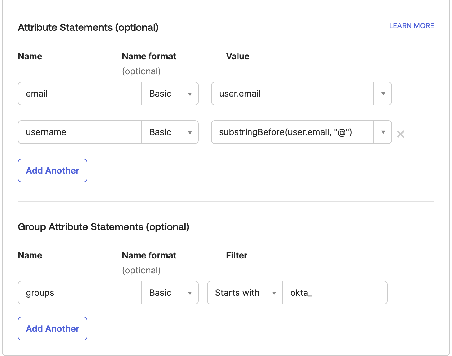 Configure attributes in OKTA